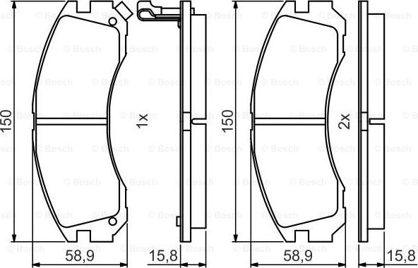 BOSCH 0 986 495 491 - Bremžu uzliku kompl., Disku bremzes autodraugiem.lv