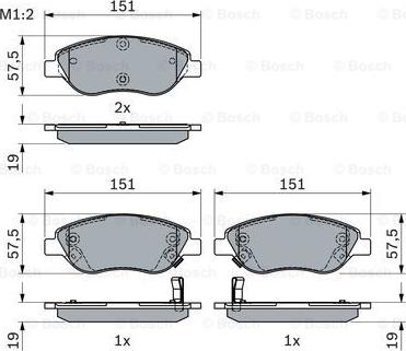 BOSCH 0 986 424 042 - Bremžu uzliku kompl., Disku bremzes autodraugiem.lv