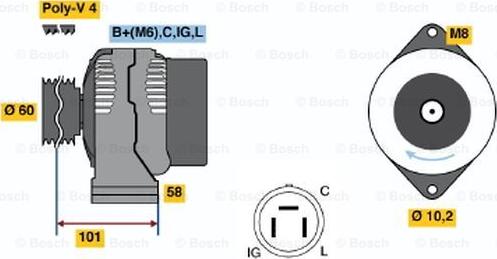 BOSCH 0 986 045 911 - Ģenerators autodraugiem.lv