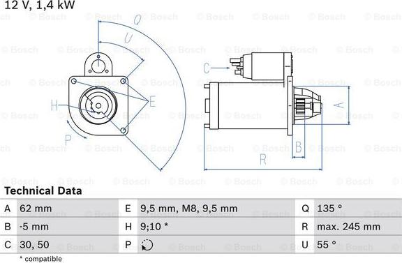 BOSCH 0 986 014 590 - Starteris autodraugiem.lv