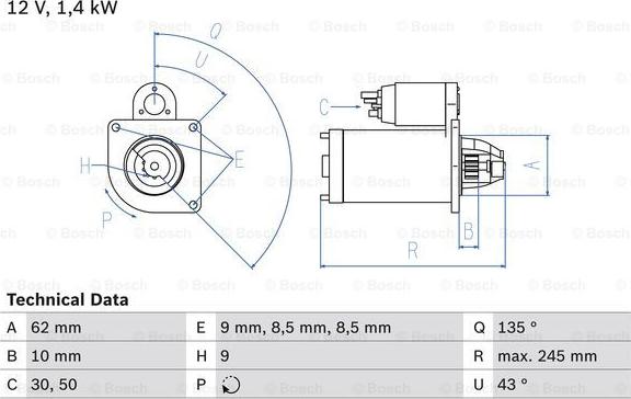 BOSCH 0 986 015 630 - Starteris autodraugiem.lv