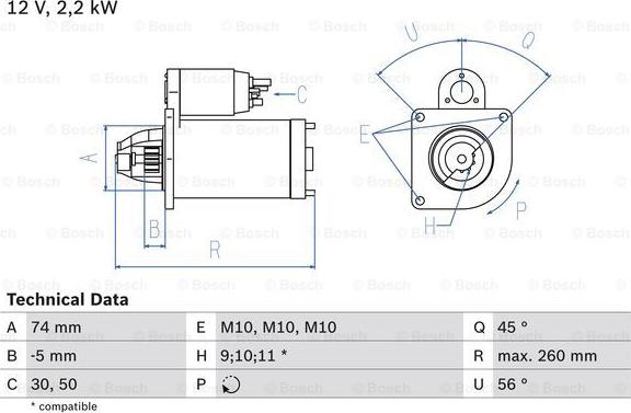 BOSCH 0 986 016 950 - Starteris autodraugiem.lv