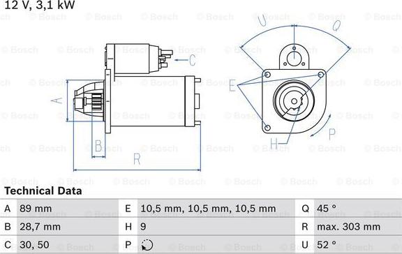 BOSCH 0 986 016 550 - Starteris autodraugiem.lv