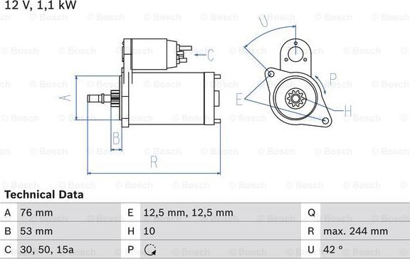 BOSCH 0 986 016 110 - Starteris autodraugiem.lv