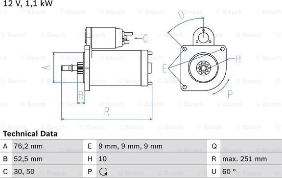 BOSCH 0 986 016 750 - Starteris autodraugiem.lv