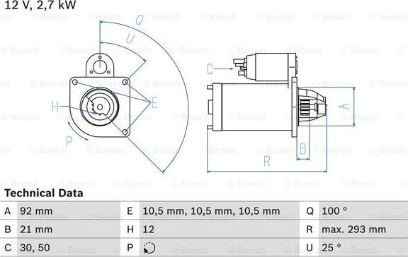 BOSCH 0 986 010 950 - Starteris autodraugiem.lv