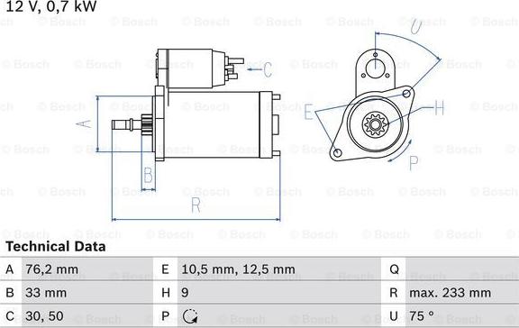 BOSCH 0 986 010 530 - Starteris autodraugiem.lv