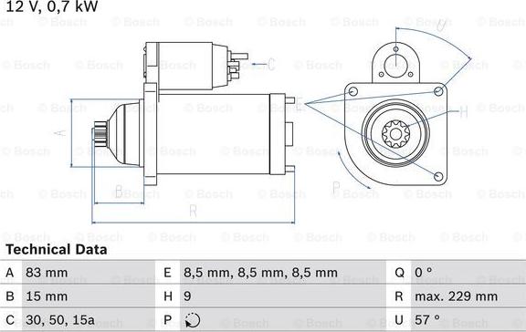 BOSCH 0 986 010 570 - Starteris autodraugiem.lv