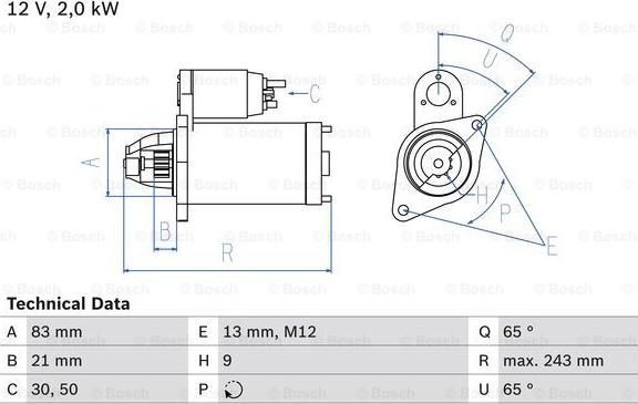 BOSCH 0 986 018 030 - Starteris autodraugiem.lv