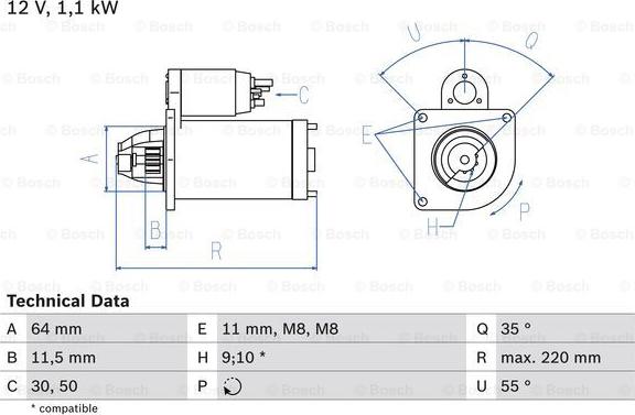 BOSCH 0 986 018 880 - Starteris autodraugiem.lv