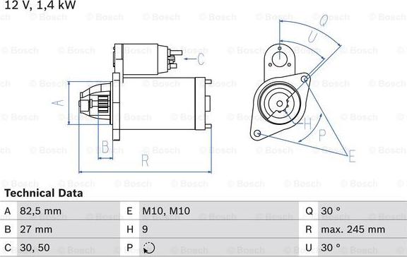 BOSCH 0 986 013 010 - Starteris autodraugiem.lv