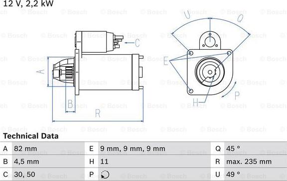 BOSCH 0 986 025 550 - Starteris autodraugiem.lv