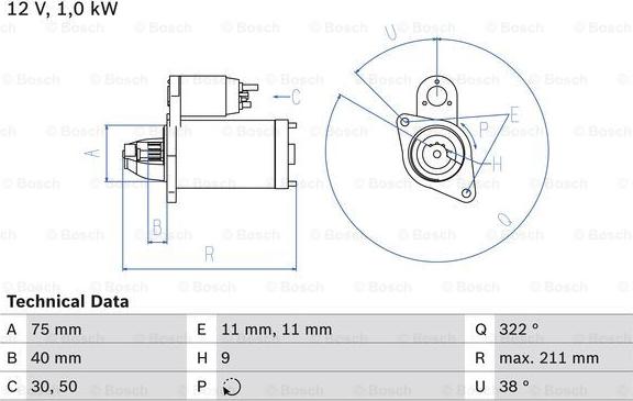 BOSCH 0 986 026 090 - Starteris autodraugiem.lv