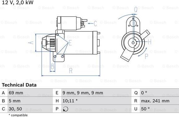 BOSCH 0 986 022 670 - Starteris autodraugiem.lv