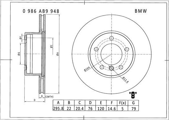 BOSCH 0 986 AB9 948 - Bremžu diski autodraugiem.lv