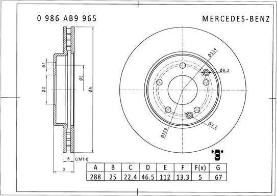 BOSCH 0 986 AB9 965 - Bremžu diski autodraugiem.lv