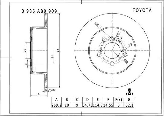 BOSCH 0 986 AB9 909 - Bremžu diski autodraugiem.lv