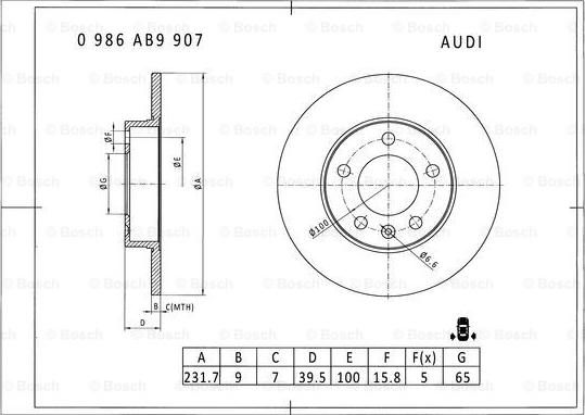 BOSCH 0 986 AB9 907 - Bremžu diski autodraugiem.lv