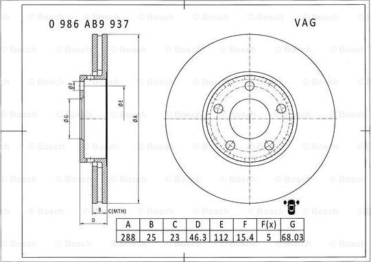 BOSCH 0 986 AB9 937 - Bremžu diski autodraugiem.lv