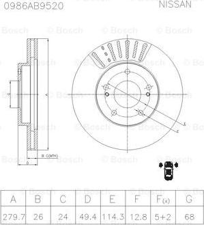 BOSCH 0 986 AB9 520 - Bremžu diski autodraugiem.lv