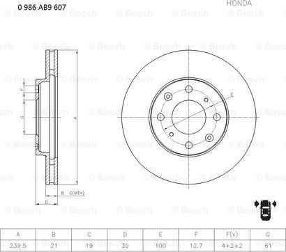 BOSCH 0 986 AB9 607 - Bremžu diski autodraugiem.lv