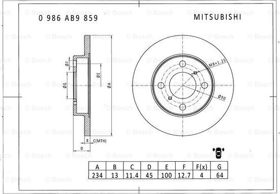 BOSCH 0 986 AB9 859 - Bremžu diski autodraugiem.lv