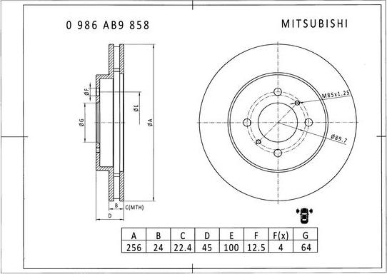 BOSCH 0 986 AB9 858 - Bremžu diski autodraugiem.lv