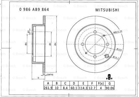 BOSCH 0 986 AB9 864 - Bremžu diski autodraugiem.lv