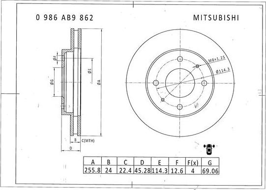 BOSCH 0 986 AB9 862 - Bremžu diski autodraugiem.lv