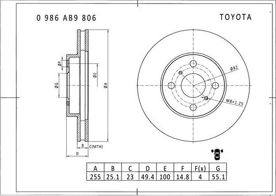 BOSCH 0 986 AB9 806 - Bremžu diski autodraugiem.lv