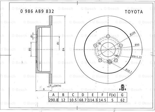 BOSCH 0 986 AB9 832 - Bremžu diski autodraugiem.lv