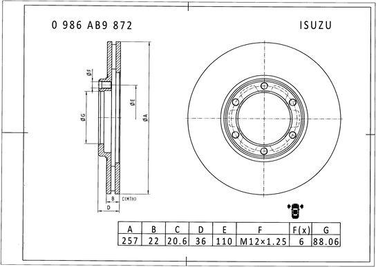 BOSCH 0 986 AB9 872 - Bremžu diski autodraugiem.lv