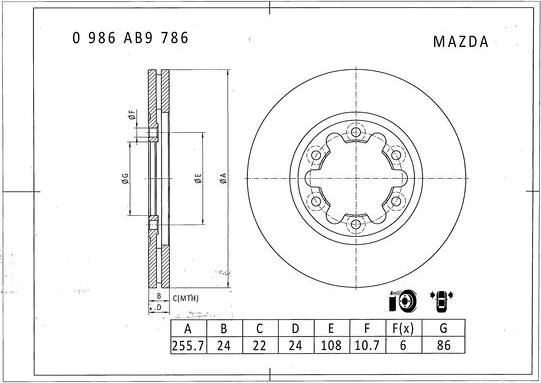 BOSCH 0 986 AB9 786 - Bremžu diski autodraugiem.lv