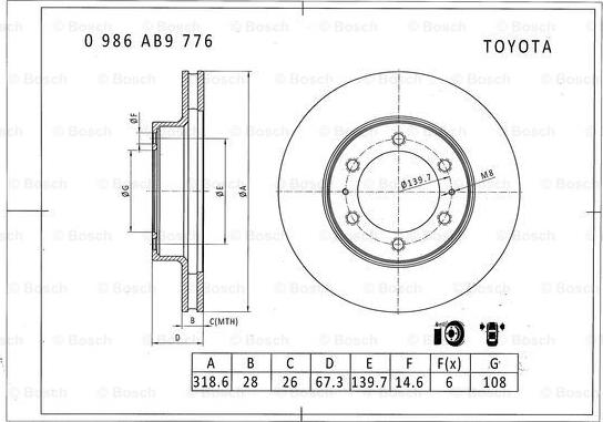 BOSCH 0 986 AB9 776 - Bremžu diski autodraugiem.lv