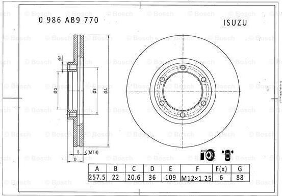 BOSCH 0 986 AB9 770 - Bremžu diski autodraugiem.lv