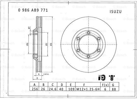 BOSCH 0 986 AB9 771 - Bremžu diski autodraugiem.lv