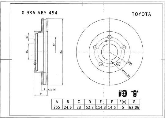 BOSCH 0 986 AB5 494 - Bremžu diski autodraugiem.lv