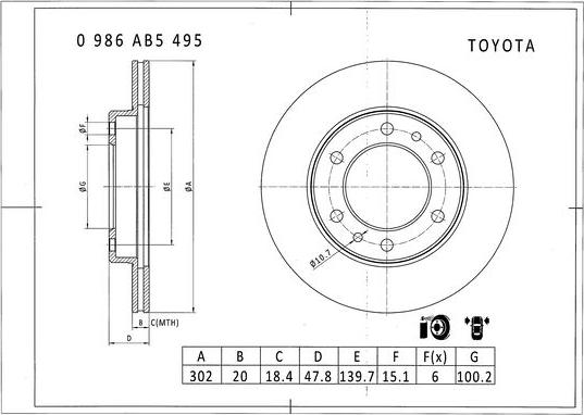 BOSCH 0 986 AB5 495 - Bremžu diski autodraugiem.lv