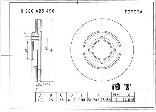 BOSCH 0 986 AB5 496 - Bremžu diski autodraugiem.lv