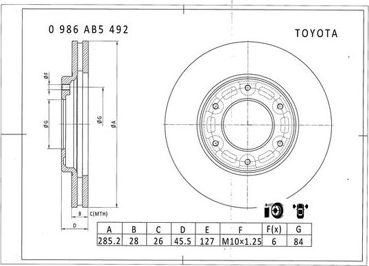 BOSCH 0 986 AB5 492 - Bremžu diski autodraugiem.lv