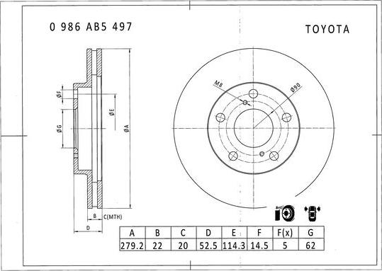 BOSCH 0 986 AB5 497 - Bremžu diski autodraugiem.lv