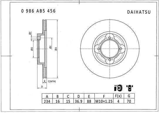 BOSCH 0 986 AB5 456 - Bremžu diski autodraugiem.lv