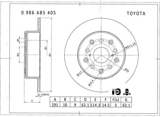 BOSCH 0 986 AB5 405 - Bremžu diski autodraugiem.lv