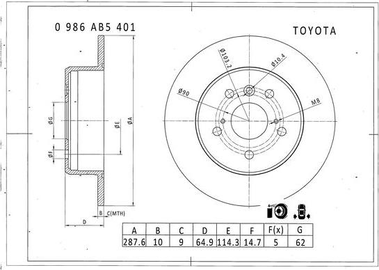 BOSCH 0 986 AB5 401 - Bremžu diski autodraugiem.lv