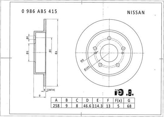 BOSCH 0 986 AB5 415 - Bremžu diski autodraugiem.lv