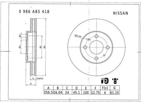 BOSCH 0 986 AB5 418 - Bremžu diski autodraugiem.lv