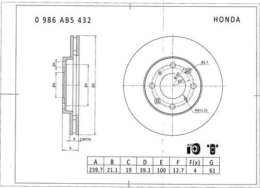 BOSCH 0 986 AB5 432 - Bremžu diski autodraugiem.lv