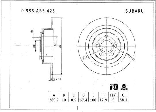 BOSCH 0 986 AB5 425 - Bremžu diski autodraugiem.lv