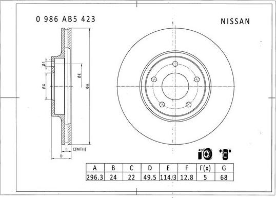 BOSCH 0 986 AB5 423 - Bremžu diski autodraugiem.lv