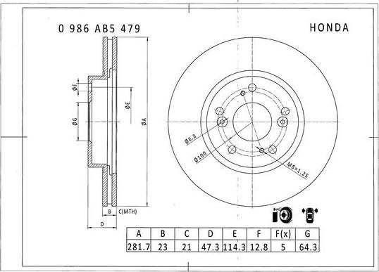 BOSCH 0 986 AB5 479 - Bremžu diski autodraugiem.lv